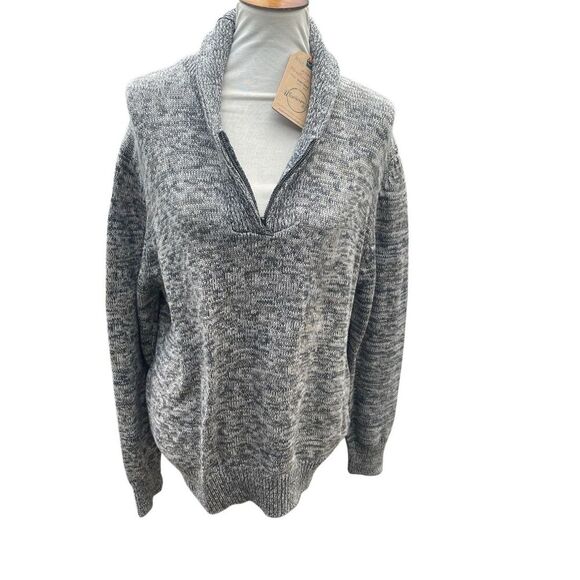 Weatherproof Vintage Chunky Knit Shawl Collar Pullover Sweater Gray Marled Men’s - Picture 3 of 13
